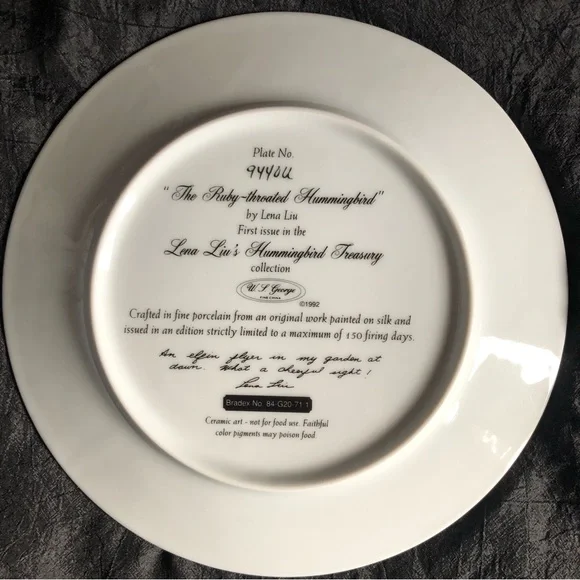 Collectible Decorative Plates: Lena Liu’s Hummingbird Treasury Set of 6 - Picture 14 of 17